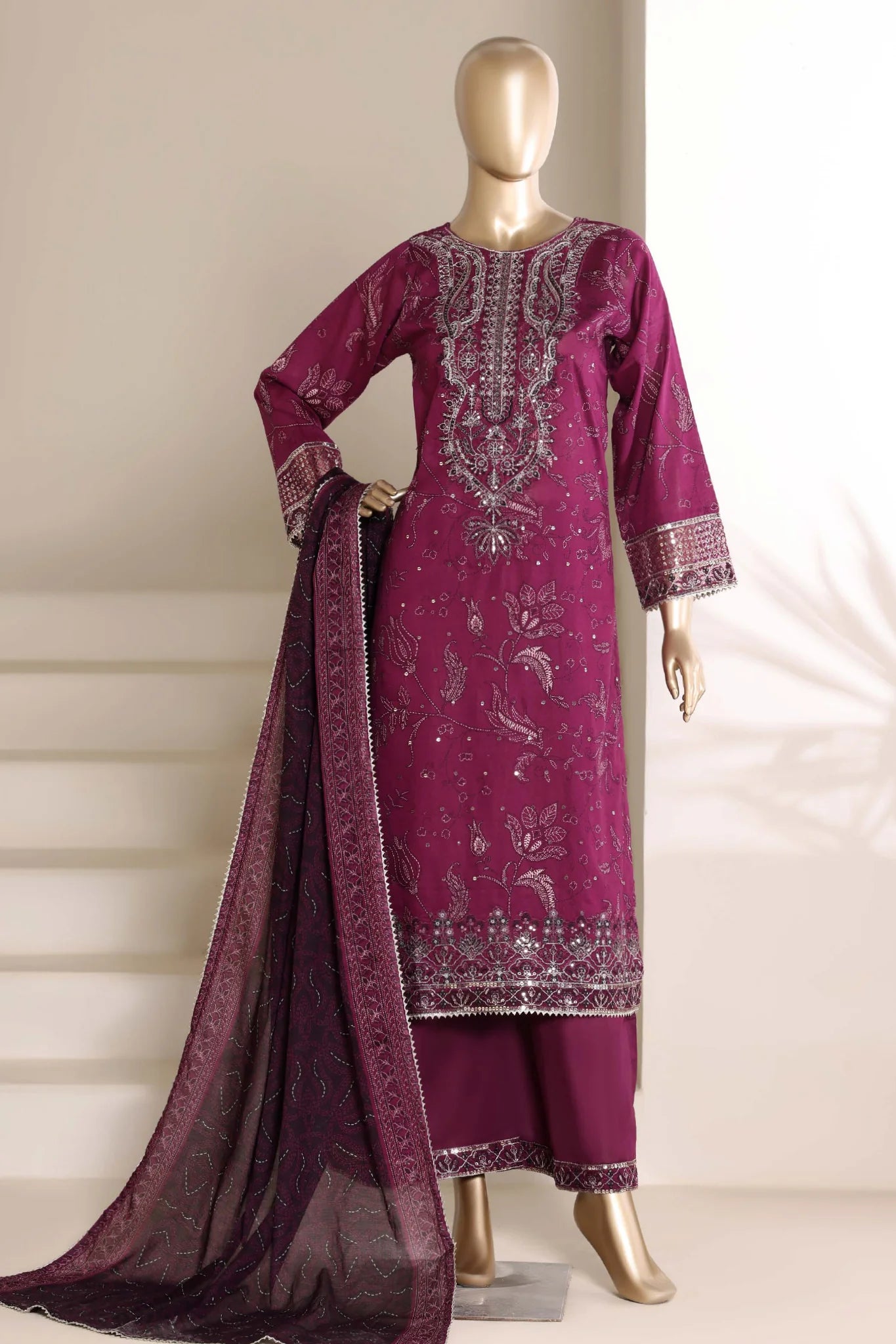 Chic Purple Wear - Stitched 3PC