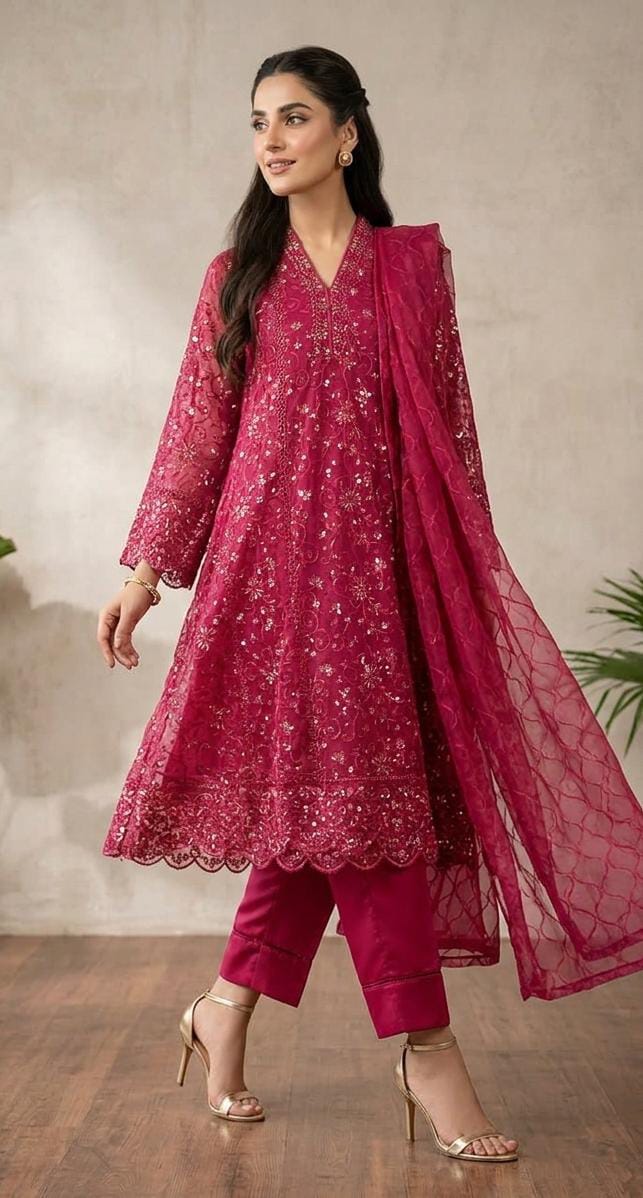 Royale Elegance Panel Frock - Stitched 3PC