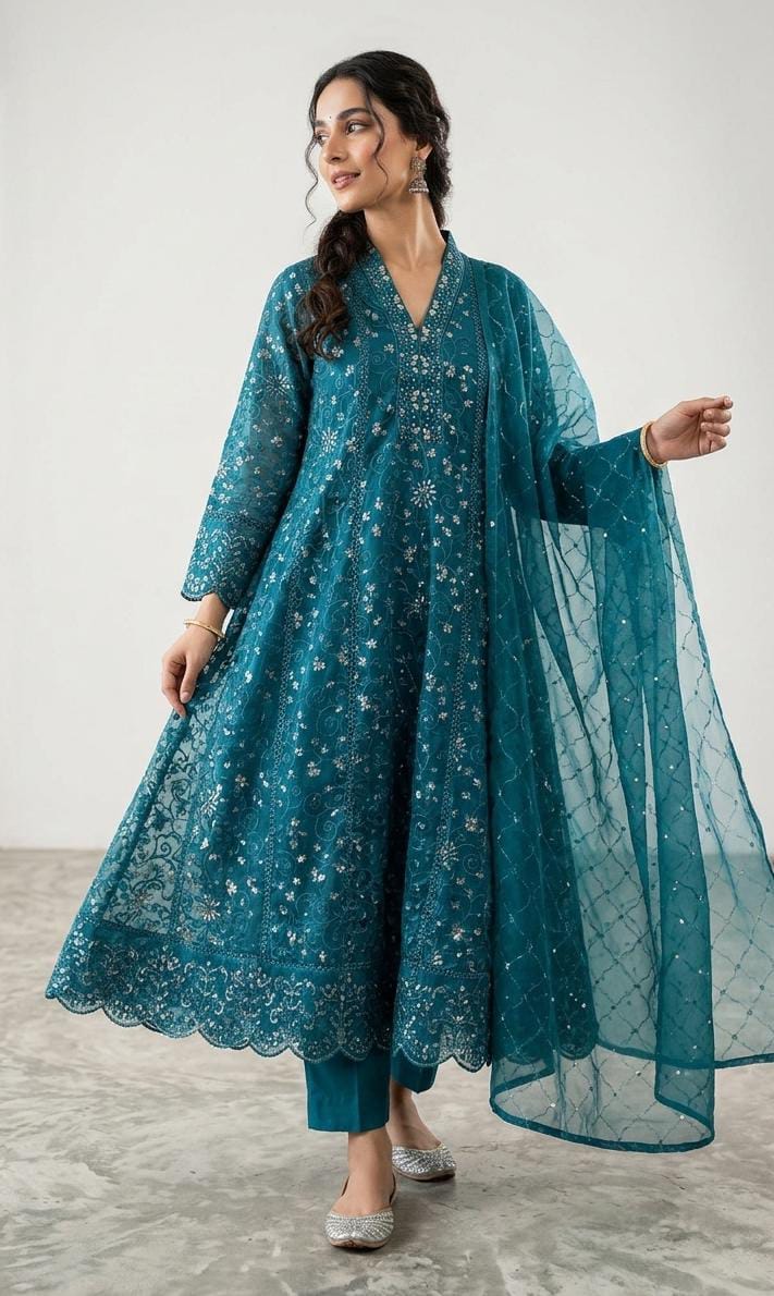 Royale Elegance Panel Frock - Stitched 3PC