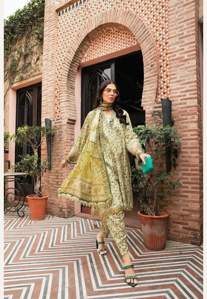 LuxeAura Printed Lawn - Unstitched 3PC