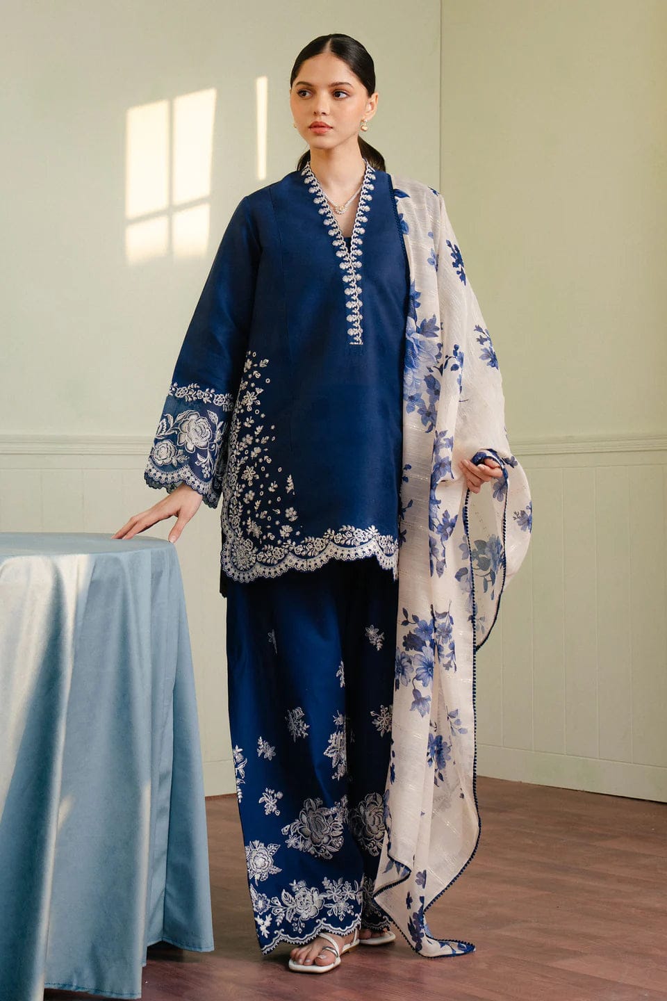 Elegant Threadwork- Unstitched 3PC