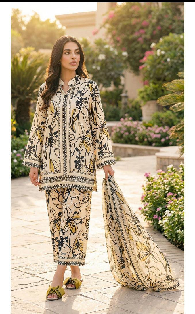 Bloom Silk-Unstitched 3PC
