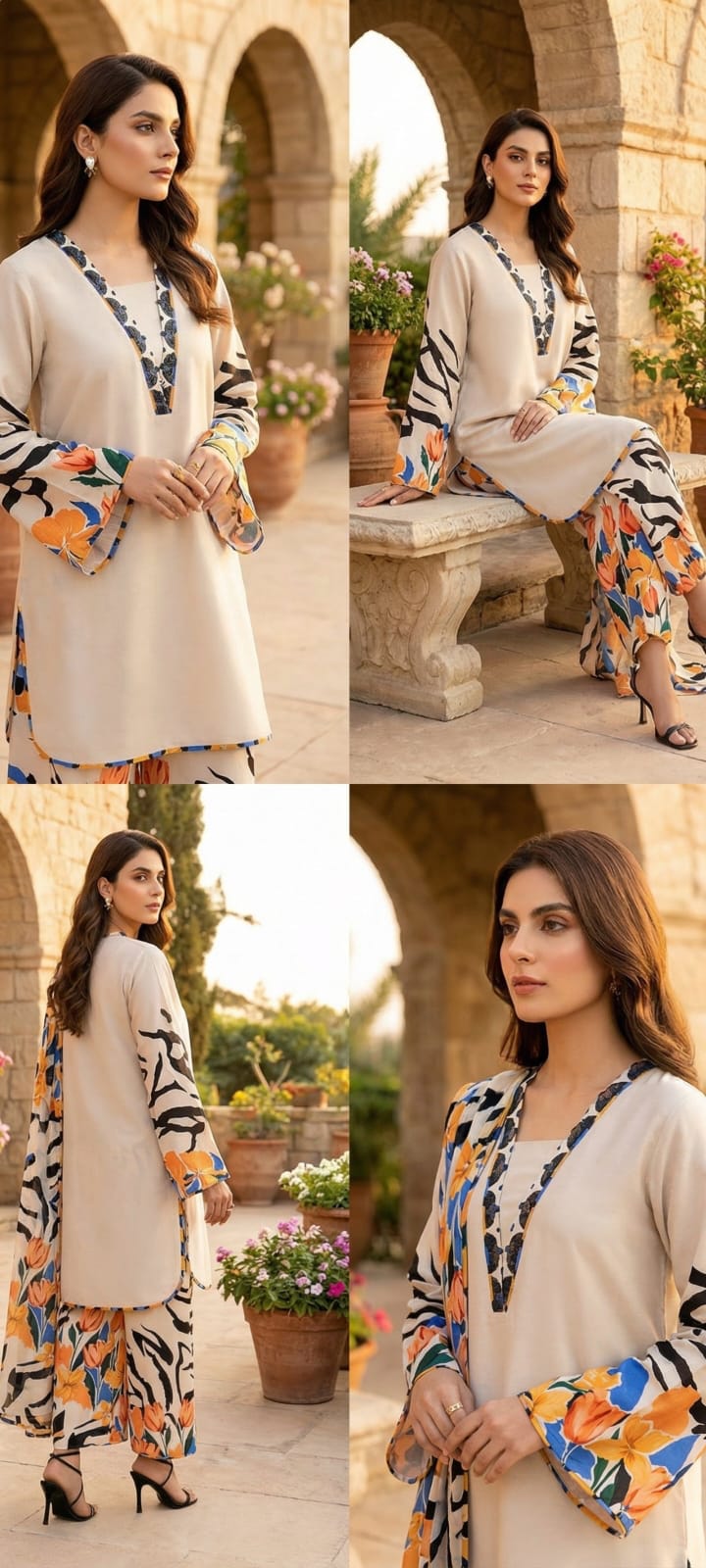 Floral Silk-Unstitched 3PC