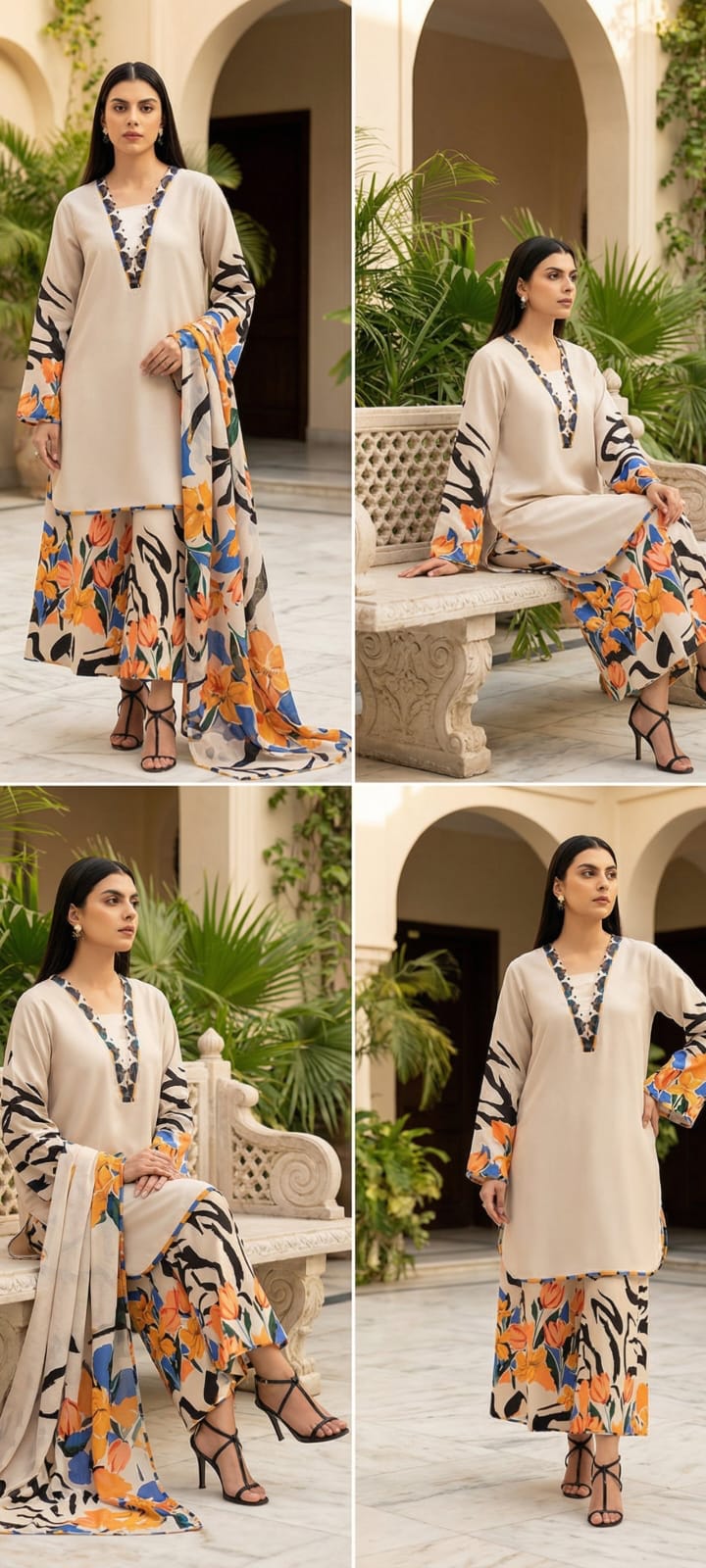 Floral Silk-Unstitched 3PC