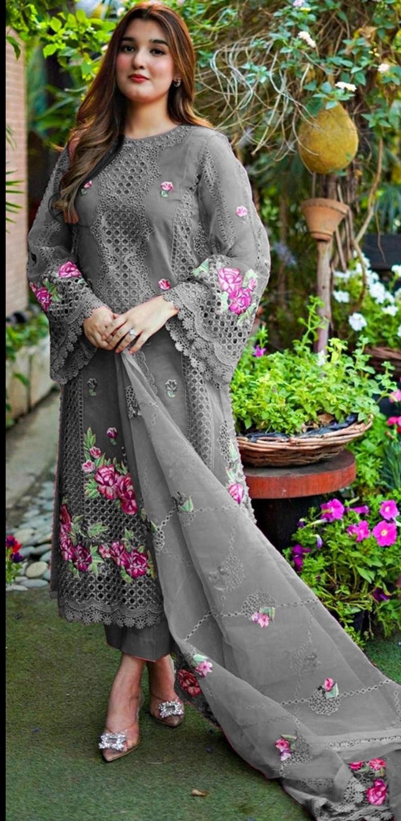 Organza Ensemble- Unstitched 3PC
