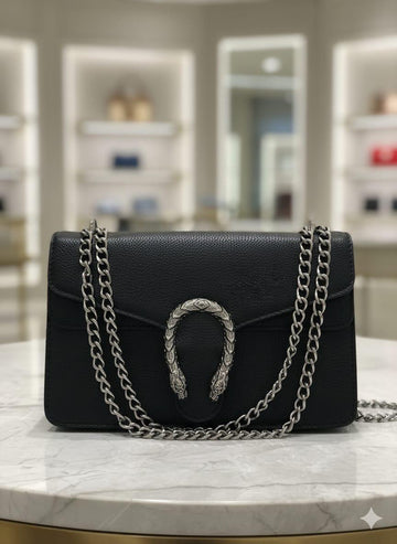 Luxury Black Chain Strap Shoulder Bag for Women
