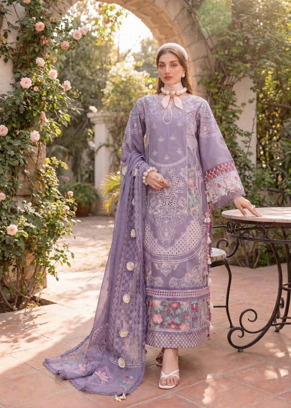 Zarqash Purple Luxe - Unstitched 3PC