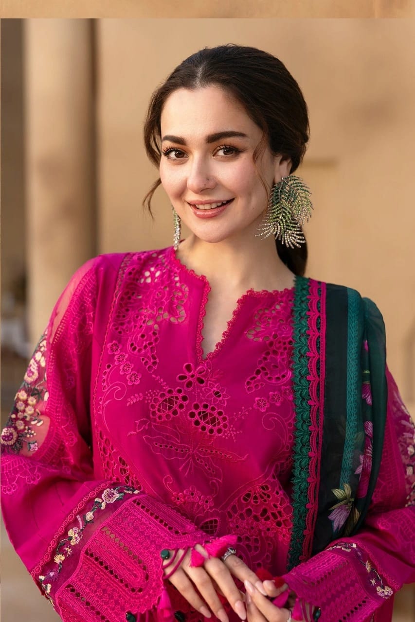 Pink Embroidered Outfit - Unstitched 3PC