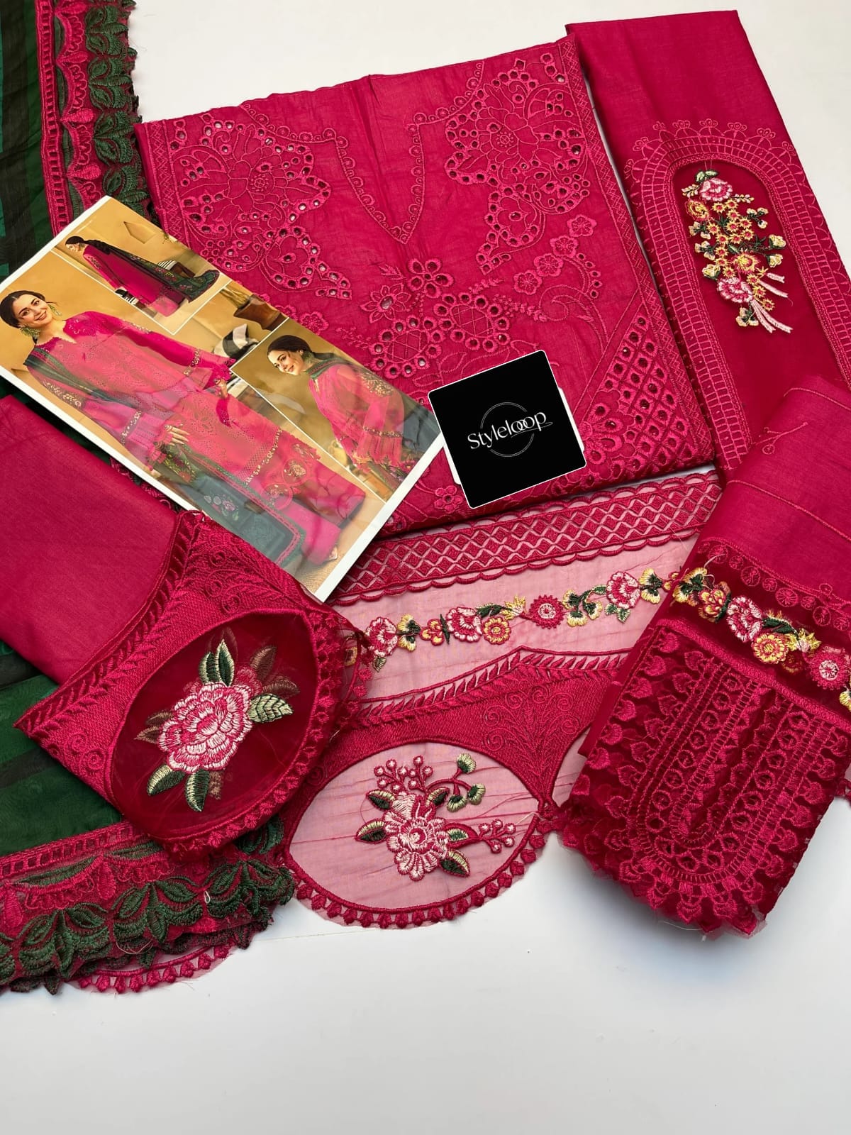 Pink Embroidered Outfit - Unstitched 3PC