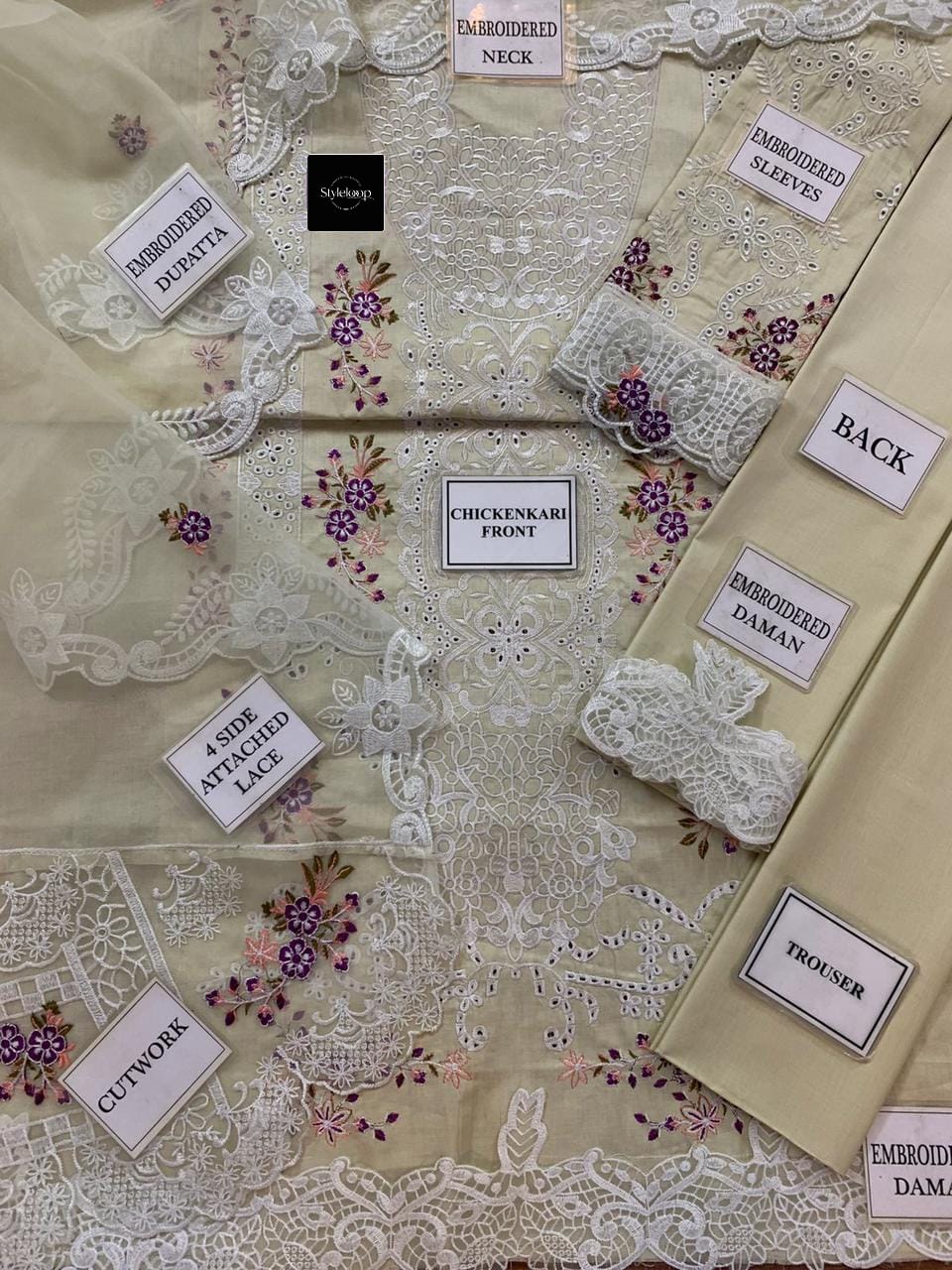 Designer Chikankari Dress- Unstitched 3PC