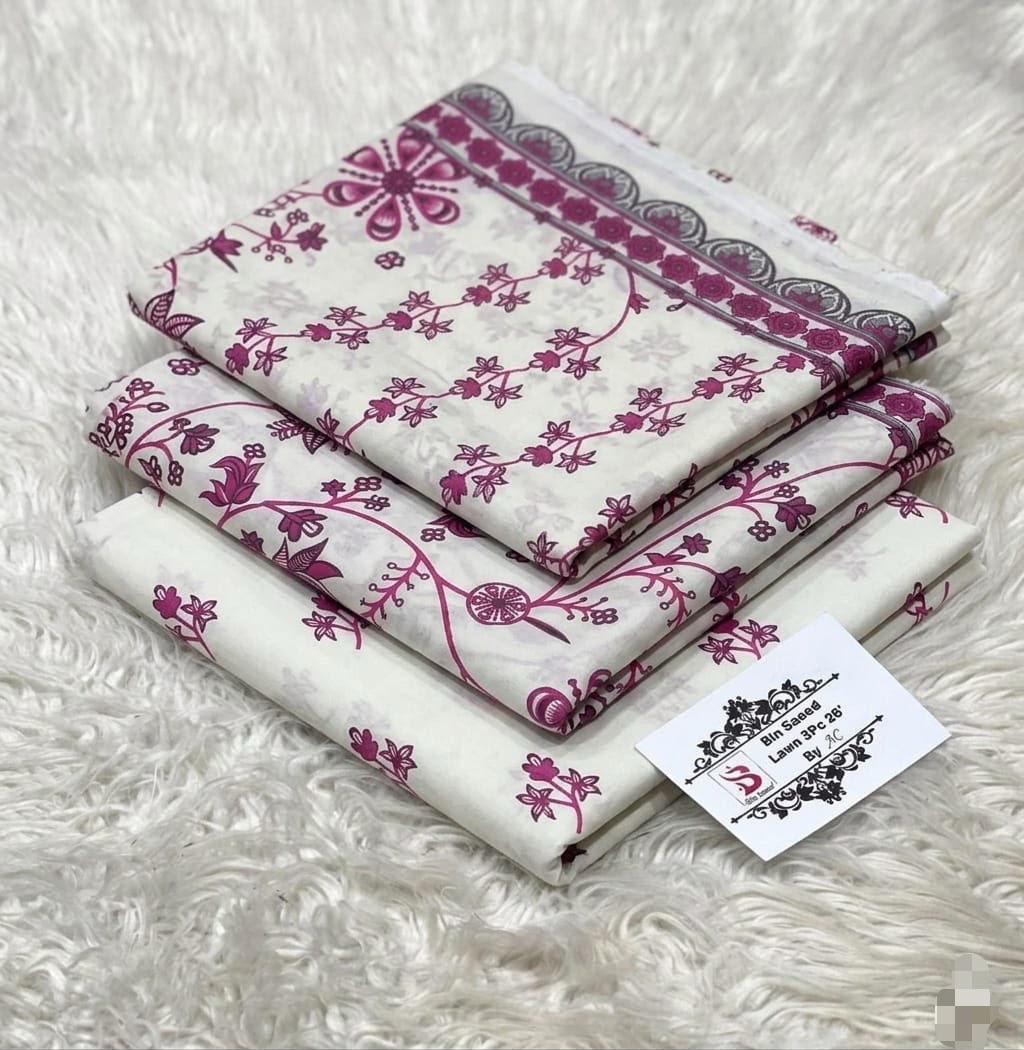 Bin Saeed Printed Lawn| Unstitched 3PC