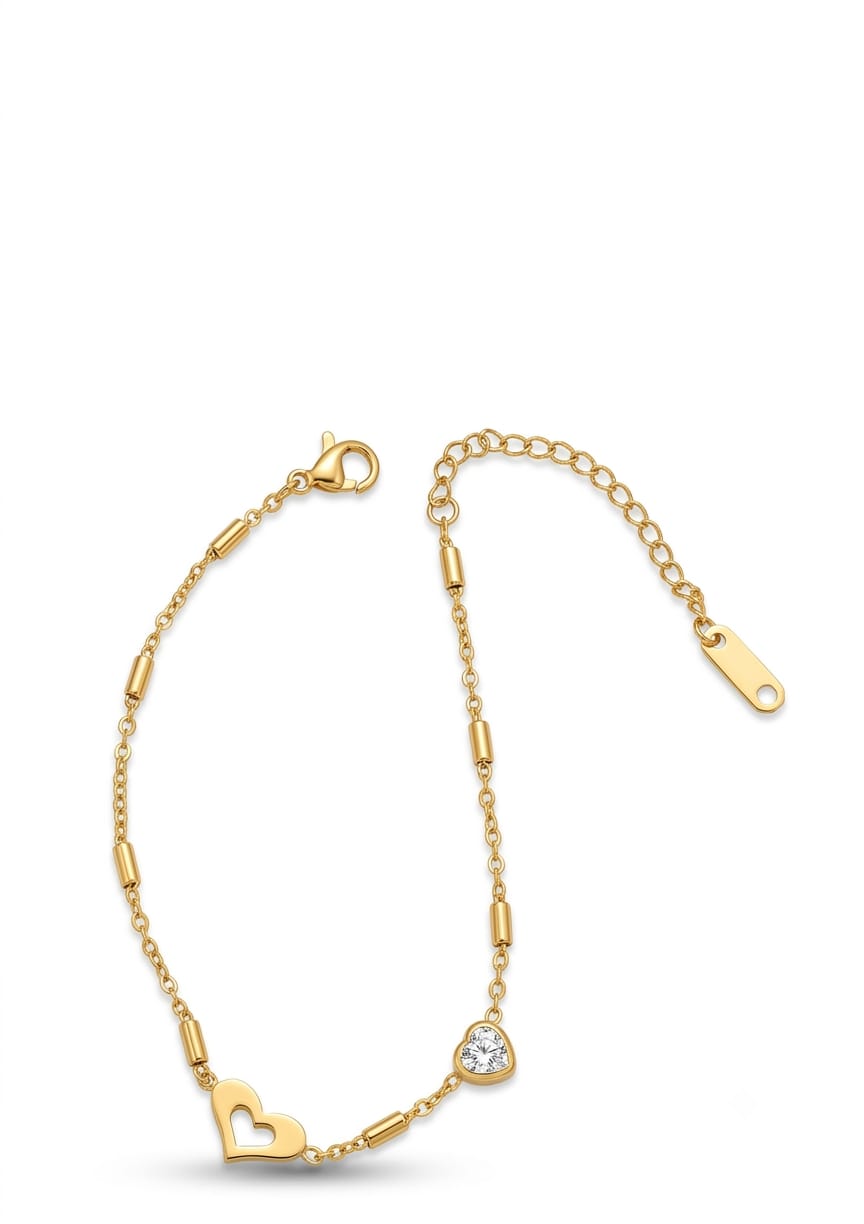 Zircon Heart Charm Bracelet