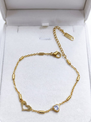 Zircon Heart Charm Bracelet