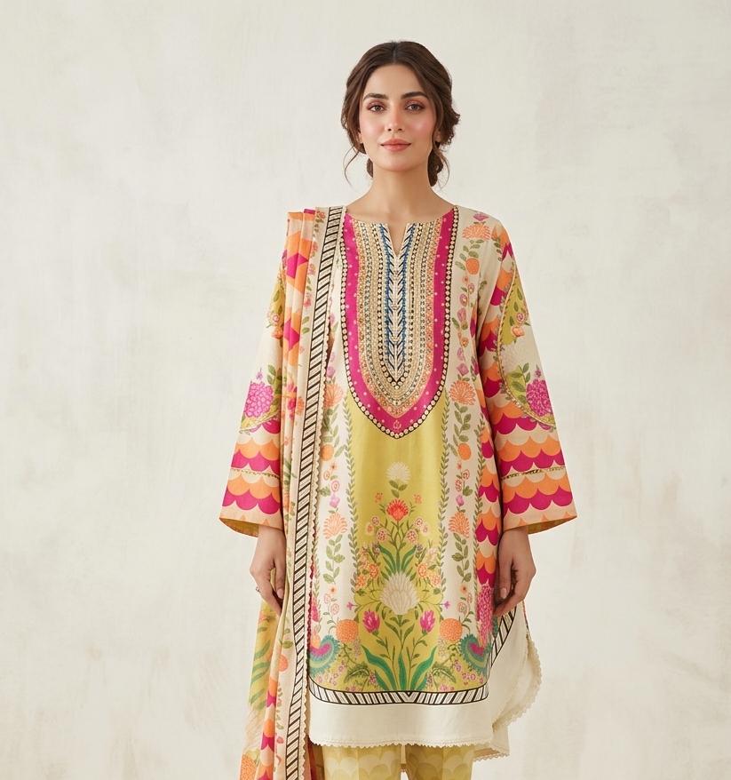 Graceful Gota Line - Stitched 3PC
