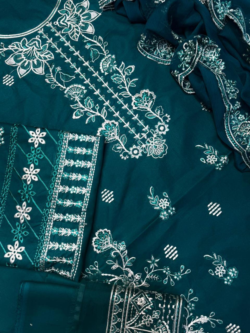 Farasha AirJet Lawn Ensemble – Unstitched 3PC Embroidered